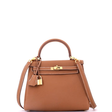Hermes Kelly Handbag Gold Togo with Gold Hardware 25