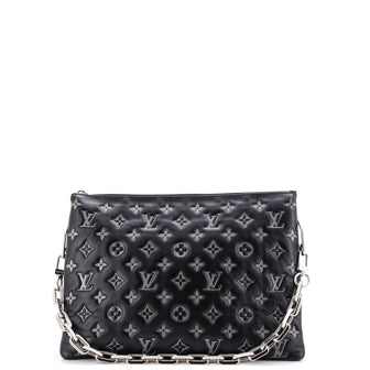 Louis Vuitton Coussin Bag Denim Printed Monogram Embossed Lambskin MM