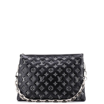 Louis Vuitton Coussin Bag Denim Printed Monogram Embossed Lambskin MM