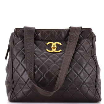 Chanel Vintage CC Front Pocket Shoulder Bag Quilted Lambskin Medium