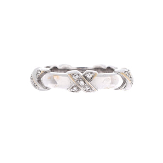Tiffany & Co. Signature X Band Ring 18K White Gold and Diamonds