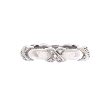 Tiffany & Co. Signature X Band Ring 18K White Gold and Diamonds
