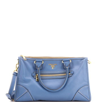 Prada Front Zip Convertible Satchel Vitello Phenix Medium