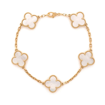 Van Cleef & Arpels Vintage Alhambra 5 Motifs Bracelet 18K Yellow Gold and Mother of Pearl