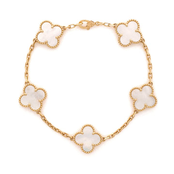 Van Cleef & Arpels Vintage Alhambra 5 Motifs Bracelet 18K Yellow Gold and Mother of Pearl
