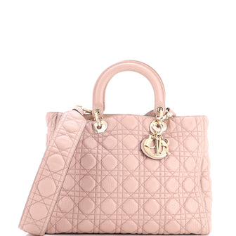 Christian Dior Lady Dior Bag Cannage Quilt Grained Calfskin Large
