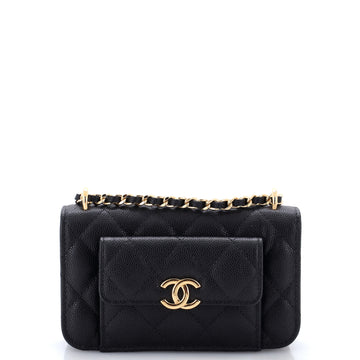 Chanel Pocket Twins Clutch with Chain Quilted Caviar