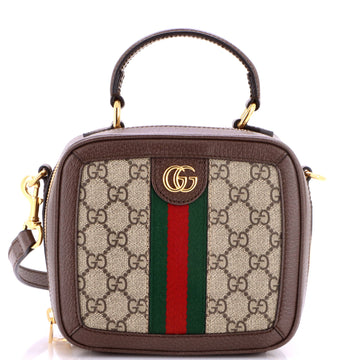 Gucci Ophidia Zip Around Top Handle Bag GG Coated Canvas with Leather Mini