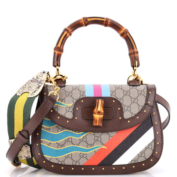 Gucci Bamboo 1947 Top Handle Bag Printed GG Coated Canvas and Studded Leather Medium