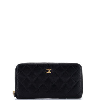 Chanel Zip Around Wallet Quilted Caviar Long