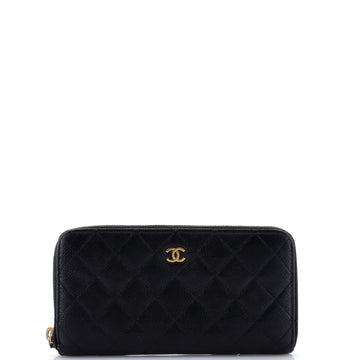 Chanel Zip Around Wallet Quilted Caviar Long