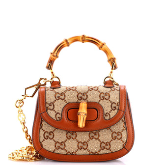 Gucci Bamboo 1947 Top Handle Bag Crystal Embellished GG Canvas Mini