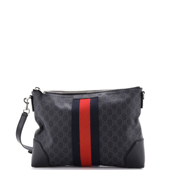 Gucci Web Zip Flat Messenger GG Coated Canvas Medium