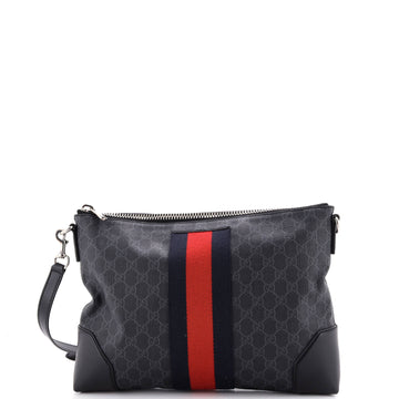 Gucci Web Zip Flat Messenger GG Coated Canvas Medium