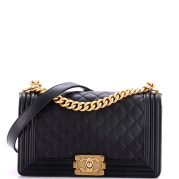 Chanel Boy Flap Bag Quilted Lambskin Old Medium