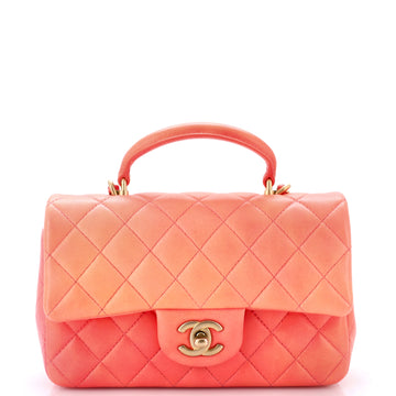 Chanel Classic Single Flap Top Handle Bag Quilted Ombre Lambskin Mini