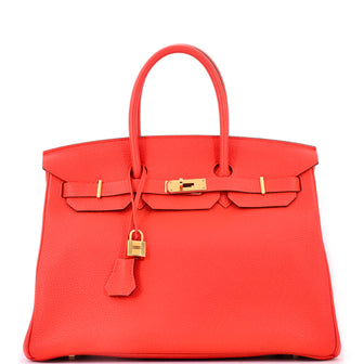 Hermes Birkin Handbag Orange Togo with Gold Hardware 35