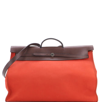 Hermes Herbag Zip Leather and Toile 50