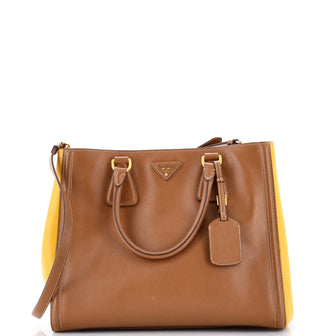 Prada Bicolor Lux Convertible Open Tote Saffiano Leather Medium