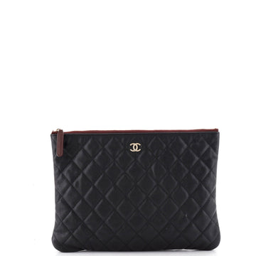 Chanel O Case Clutch Quilted Caviar Medium