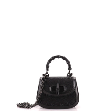 Gucci Bamboo 1947 Top Handle Bag Crystal Embellished GG Canvas Mini