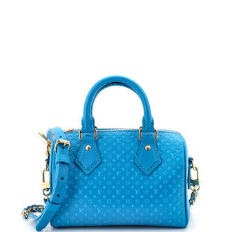 Louis Vuitton Speedy Bandouliere Bag Nanogram Embossed Leather 20