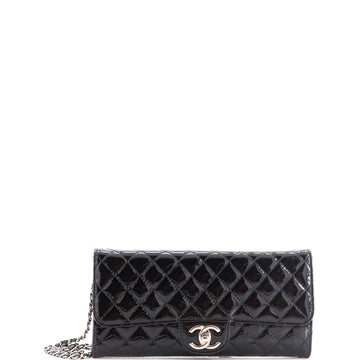 Chanel Wallet On Chain Clutch Quilted Patent East West