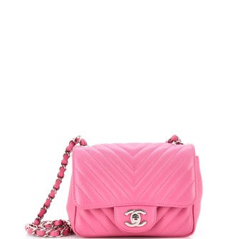 Chanel Square Classic Single Flap Bag Chevron Lambskin Mini
