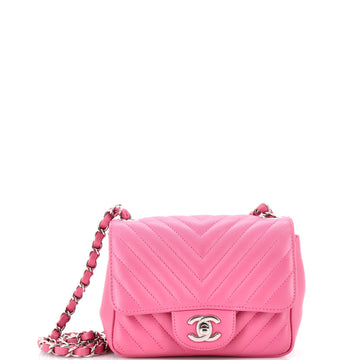 Chanel Square Classic Single Flap Bag Chevron Lambskin Mini