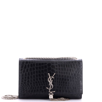 Saint Laurent Classic Monogram Tassel Crossbody Bag Crocodile Embossed Leather Medium