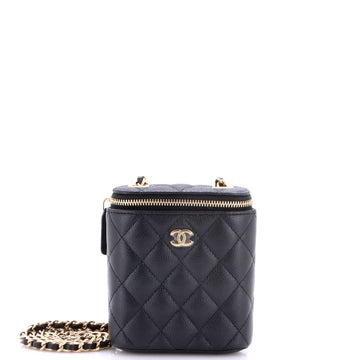 Chanel Vertical Classic Vanity Case with Chain Quilted Caviar Mini