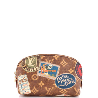 Louis Vuitton Cosmetic Pouch Limited Edition Vintage Stickers Monogram Canvas