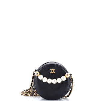 Chanel Chic Pearls Round Clutch with Chain Quilted Lambskin