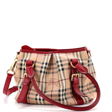 Burberry Northfield Convertible Tote Haymarket Coated Canvas Small