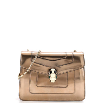 Bvlgari Serpenti Forever Square Shoulder Bag Metallic Leather Small