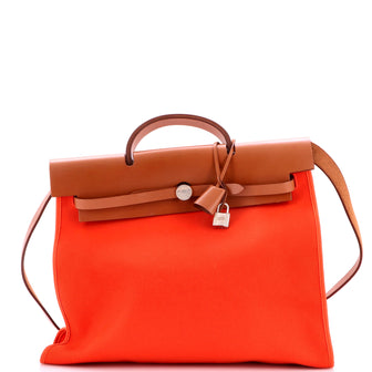 Hermes Herbag Zip Leather and Toile 39