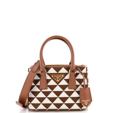 Prada Galleria Double Zip Tote Printed Fabric Mini