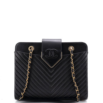 Chanel Collar and Tie Tote Chevron Sheepskin Small