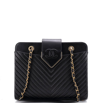 Chanel Collar and Tie Tote Chevron Sheepskin Small