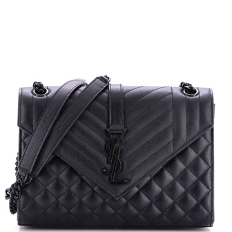 Saint Laurent Classic Monogram Envelope Satchel Mixed Matelasse Leather Medium