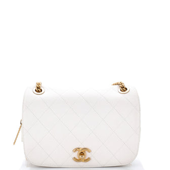 Chanel CC Zipped Full Flap Bag Stitched Caviar Medium