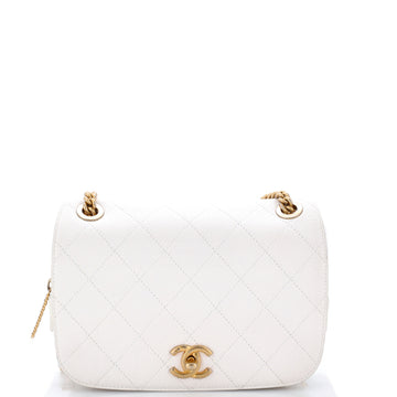Chanel CC Zipped Full Flap Bag Stitched Caviar Medium