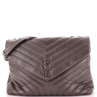 Saint Laurent Loulou Shoulder Bag Matelasse Chevron Leather Large