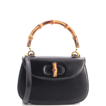 Gucci Vintage Convertible Bamboo Top Handle Bag Leather Small