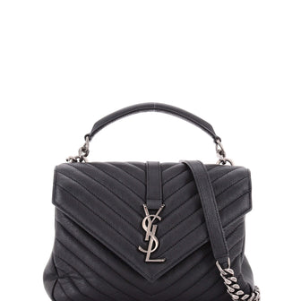 Saint Laurent Classic Monogram College Bag Matelasse Chevron Leather Medium