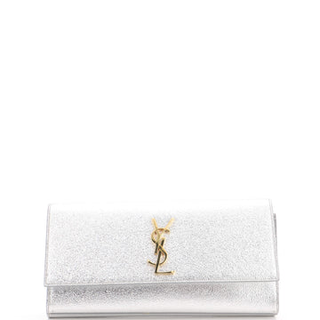 Saint Laurent Classic Monogram Clutch Metallic Calfskin Long