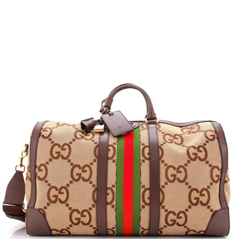 Gucci Savoy Web Convertible Duffle Bag Jumbo GG Canvas Large