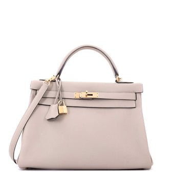 Hermes Kelly Handbag Gris Asphalte Togo with Gold Hardware 28