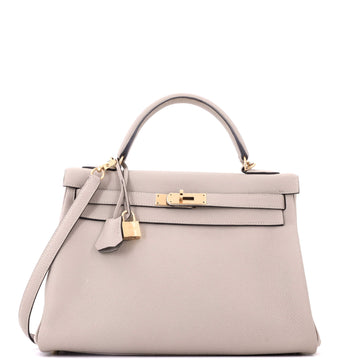 Hermes Kelly Handbag Gris Asphalte Togo with Gold Hardware 28