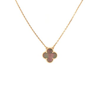 Van Cleef & Arpels Vintage Alhambra Pendant Necklace 18K Rose Gold and Grey Mother of Pearl